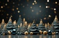 Merry Xmas banner with Christmas trees on dark background. greeting cards Royalty Free Stock Photo