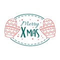 Merry xmas lettering and mittens decoraton and celebration card