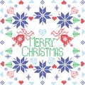 Merry Xmas Scandinavian style Nordic winter stich, knitting seamless pattern Royalty Free Stock Photo