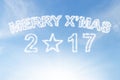 Merry xmas 2017 and star cloud on blue sky