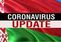 MERS-Cov Abstract virus UPDATE on Belarusian flag. Middle East respiratory syndrome coronavirus. 3D rendering Novel coronavirus