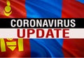 MERS-Cov Abstract virus UPDATE on Mongolian flag. Middle East respiratory syndrome coronavirus. 3D rendering Novel coronavirus