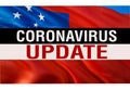 MERS-Cov Abstract virus UPDATE on Samoa flag. Middle East respiratory syndrome coronavirus. 3D rendering Novel coronavirus 2019-