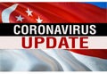 MERS-Cov Abstract virus UPDATE on Singapore flag. Middle East respiratory syndrome coronavirus. 3D rendering Novel coronavirus