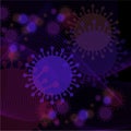 MERS-Cov middle East respiratory syndrome coronavirus. Dark blue background with red and pink bacteria 2019-November concept.
