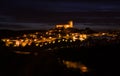 Mertola castle, town and river at night