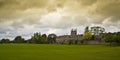 Merton College and Field in rainy day. Royalty Free Stock Photo