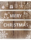 Mery christmas on wooden board Royalty Free Stock Photo