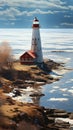 Merzhanovos allure A stunning red and white lighthouse with rustic charm