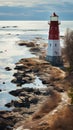 Merzhanovos allure A stunning red and white lighthouse with rustic charm
