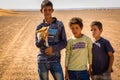 Merzouga, Morocco - November 03, 2016: Berber boys with Fennec