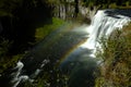 Mesa Falls Waterfall Water Fall Ruged Canyon with Mist and Rainbows Royalty Free Stock Photo