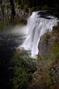 Mesa Falls Waterfall Water Fall Ruged Canyon with Mist and Rainbows Royalty Free Stock Photo