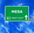 MESA road sign against clear blue sky Royalty Free Stock Photo