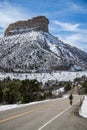 Mesa verde national park mountain cyclist bicycler on highway