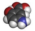 Mesalazine mesalamine, 5-aminosalicylic acid inflammatory bowel disease drug molecule. Atoms are represented as spheres with.