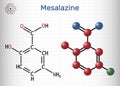 Mesalazine, mesalamine, 5-aminosalicylic acid molecule. It is non-steroidal anti-inflammatory drug, used for treatment of