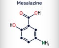 Mesalazine, mesalamine, 5-aminosalicylic acid molecule. It is non-steroidal anti-inflammatory drug, used for treatment of