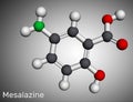 Mesalazine, mesalamine, 5-aminosalicylic acid molecule. It is non-steroidal anti-inflammatory drug, used for treatment of