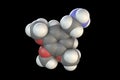 Mescaline molecule, a natural hallucinogenic substance present in the flesh of several cacti