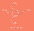 Mescaline peyote cactus psychedelic molecule. Skeletal formula.