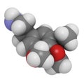 Mescaline peyote psychedelic molecule, chemical structure.