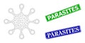 Grunge Parasites Stamps and Triangle Mesh Axenic Microbe Icon