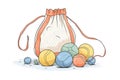 mesh bag containing round hand exercise balls