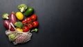 Mesh bag filled with a variety of vegetables Royalty Free Stock Photo