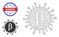 Triangular Mesh Beta Covid Virus Icon and Grunge Bicolor Anaemia Seal