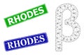 Scratched Rhodes Seals and Triangle Mesh Beta Greek Lowercase Symbol Icon Royalty Free Stock Photo