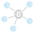 Bitcoin Dash Network Vector Mesh 2D Model Royalty Free Stock Photo