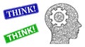 Scratched Think! Stamps and Triangular Mesh Brain Gear Icon