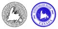 Mesh Carcass Hole Newfoundland Island Map and Grunge Circle Stamp Seal