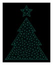 Mesh Christmas Tree in Polygonal Wire Frame Vector Style Royalty Free Stock Photo