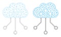 Mesh Cloud Network Icon Versions in Polygonal Network Vector Style Royalty Free Stock Photo