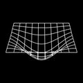 Mesh with Convex Distortion. Plane White Wave Grid. Distorted Grid Futuristic Wireframe Pattern. 3d Warp Geometric Shape Royalty Free Stock Photo