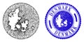 Mesh 2D Inverted Denmark Map and Scratched Round Stamp Seal