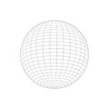 Mesh 3D sphere icon. Wireframe of orb model, spherical shape, ball. Earth globe figure with longitude and latitude