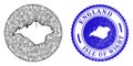 Mesh 2D Stencil Isle of Wight Map and Distress Round Stamp Seal