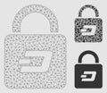 Dash Lock Vector Mesh Carcass Model and Triangle Mosaic Icon