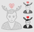 Deceived Horned Husband Vector Mesh Wire Frame Model and Triangle Mosaic Icon