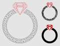 Diamond Ring Vector Mesh Carcass Model and Triangle Mosaic Icon Royalty Free Stock Photo