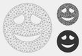 Embarrased Smiley Vector Mesh Carcass Model and Triangle Mosaic Icon Royalty Free Stock Photo