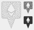 Ethereum Map Pointer Vector Mesh 2D Model and Triangle Mosaic Icon Royalty Free Stock Photo