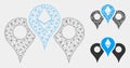 Ethereum Map Pointers Vector Mesh 2D Model and Triangle Mosaic Icon Royalty Free Stock Photo