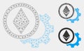 Ethereum Options Cogwheel Vector Mesh 2D Model and Triangle Mosaic Icon