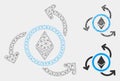Ethereum Source Swirl Vector Mesh Network Model and Triangle Mosaic Icon Royalty Free Stock Photo