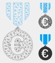 Euro Honor Medal Vector Mesh Wire Frame Model and Triangle Mosaic Icon Royalty Free Stock Photo