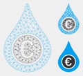 Euro Liquid Drop Vector Mesh 2D Model and Triangle Mosaic Icon